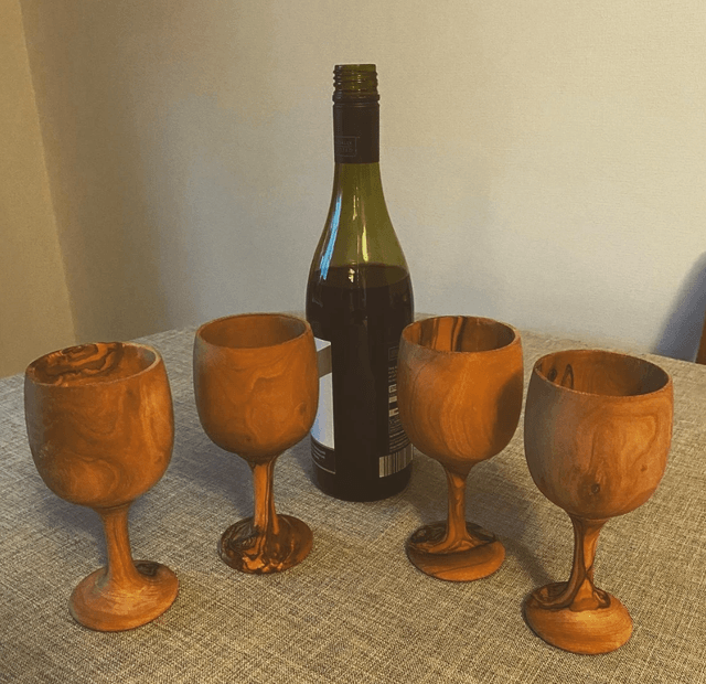 Olive Wood wine glasses/goblets