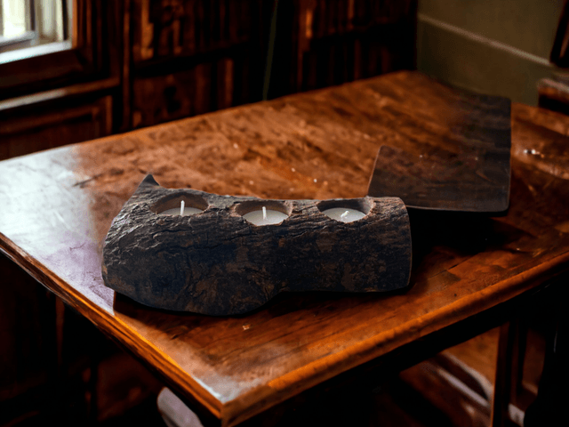 Olive Wood Rustic Candle Holder