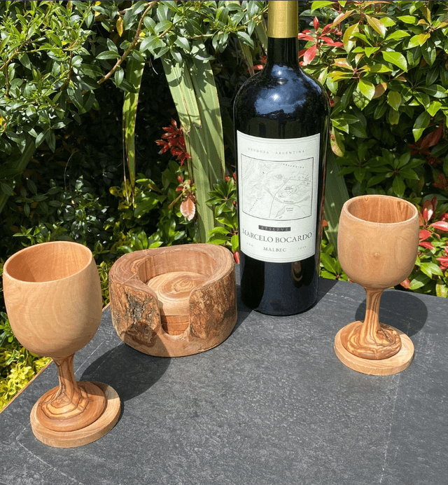 Olive Wood Drinks Coaster Set