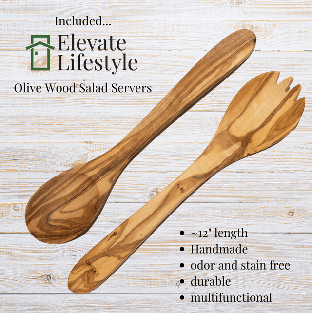 Olive Wood Salad serving Spoons