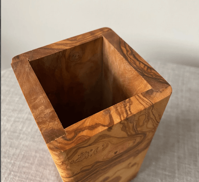 Olive Wood Utensil Holder 