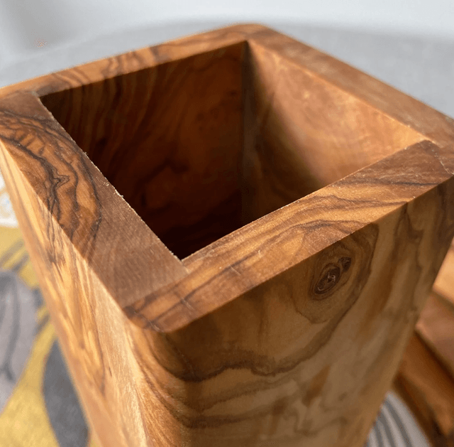Olive Wood Utensil Holder 