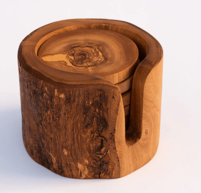 Olive Wood Drinks Coaster Set