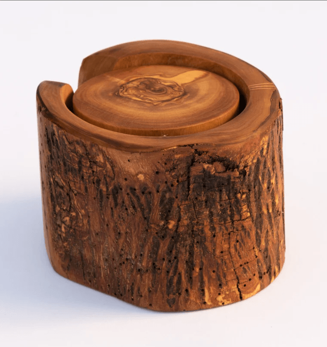 Olive Wood Drinks Coaster Set